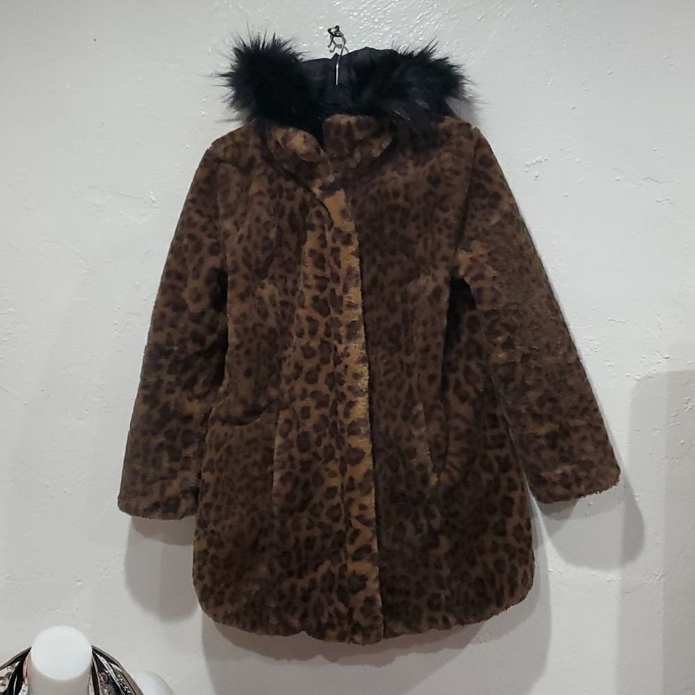 Reversible Dennis Basso Coat - Black Puffer & Faux Fur Leapord Print Size XXS - Picture 5 of 16